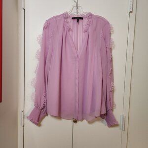 Lavender Lace Trim Blouse